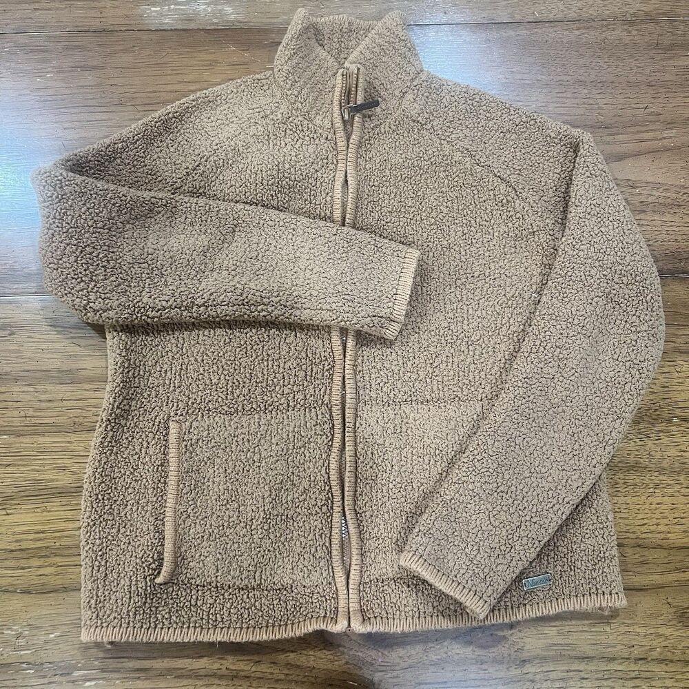 Natural Reflections Sherpa Fleece Jacket Womens M Brown Full Zip Cozy Gorpcore